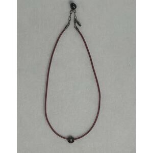 Pandora RARE! Red Leather 16-18 inch Necklace/Wrap Bracelet Red Zen Bead